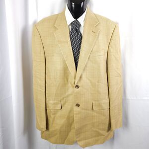 Lauren Ralph Lauren Mens 42L Beige 100% Silk Plaid Sports Coat Blazer